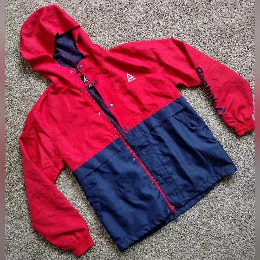 Reebok Colorblock Water Resistant hooded Zipup Jacket Medium